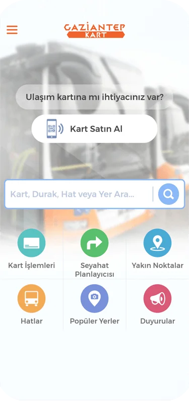 Gaziantep Kart Mobil - Anasayfa Ekranı